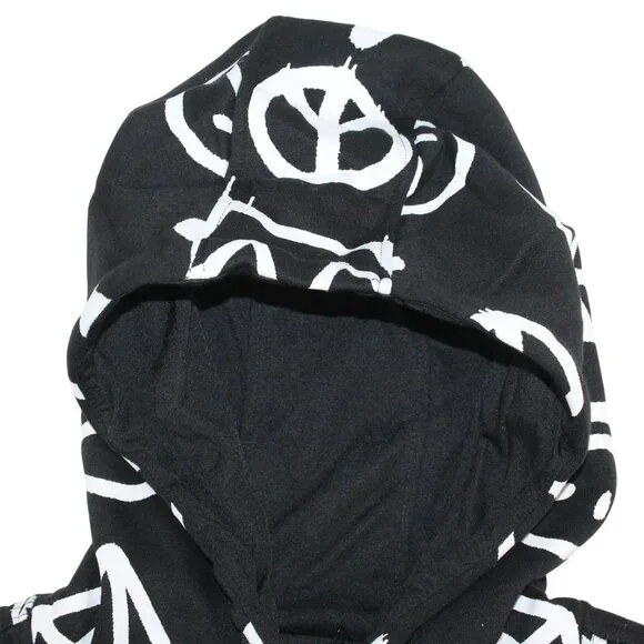 Create 2MEW Mens XL Sweatshirt Hoodie Black All Over Graffiti Embroidered Skull - Picture 7 of 14